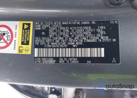 2013 Lexus Rx 350 из США, поврежденный, VIN 2T2BK1BA7DC185797